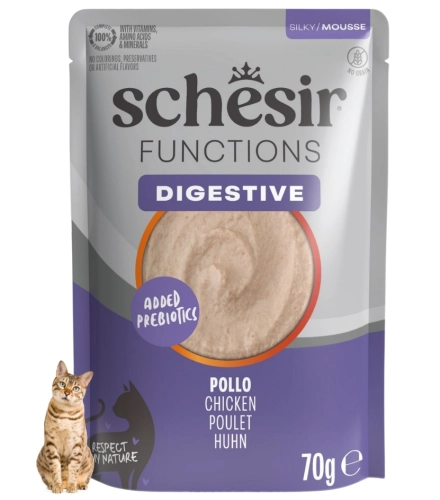 Schesir Functions Digestive kurczak mus mokra karma dla kota bez zbóż 70 g