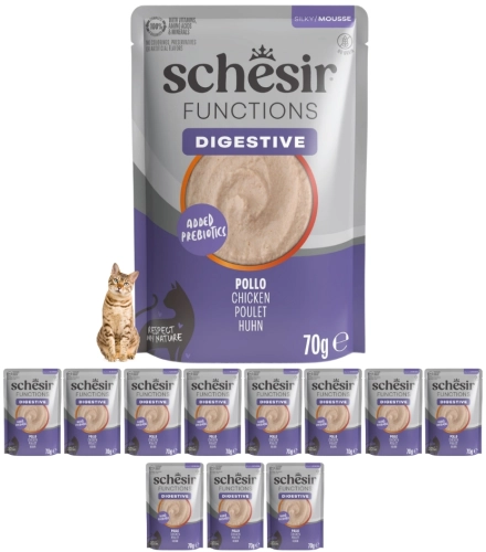 Schesir Functions Digestive kurczak mus karma dla kota bez zbóż 12x 70g