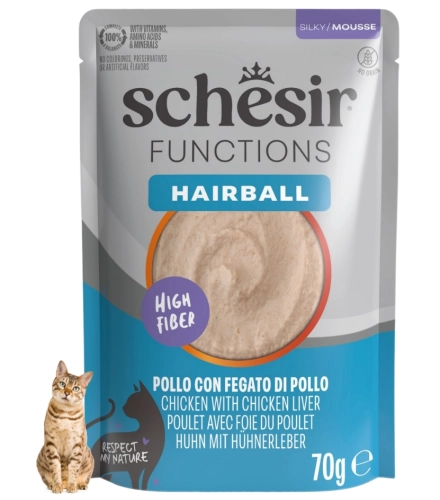 Schesir Functions Hairball kurczak wątróbka mus odkłaczający dla kota 70 g