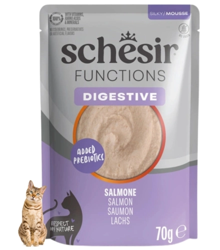 Schesir Functions Digestive łosoś mus mokra karma dla kota bez zbóż 70 g