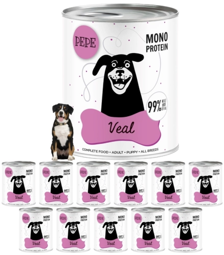 Paka Zwierzaka Pepe cielęcina monoproteinowa karma dla psa 12x 800g