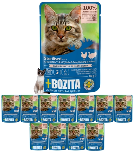 Bozita Sterilised kurczak indyk w sosie karma dla kota sterylizowanego 12x 85g
