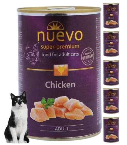 Nuevo Adult kurczak delikatna mokra karma dla kota o wrażliwym żołądku 6x 400g