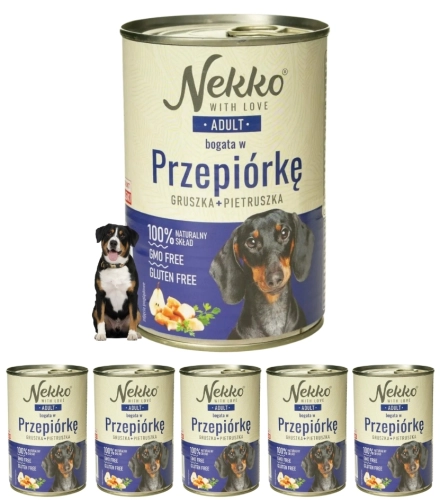 Nekko przepiórka z gruszką pietruszką mokra karma dla dorosłego psa 6x 400g