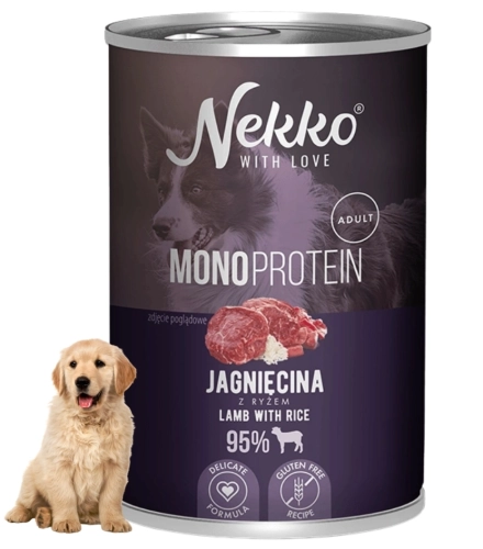 Nekko Monoprotein jagnięcina z ryżem monobiałkowa mokra karma dla psa 400g