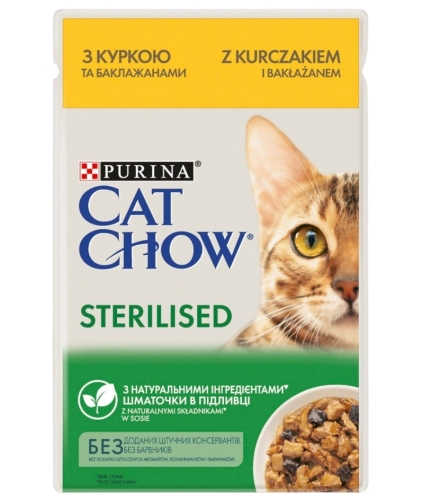 Purina Cat Chow kurczak bakłażan w sosie mokra karma dla kota sterylizowanego 85g