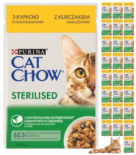 Purina Cat Chow kurczak bakłażan w sosie mokra karma dla kota sterylizowanego 26x 85g