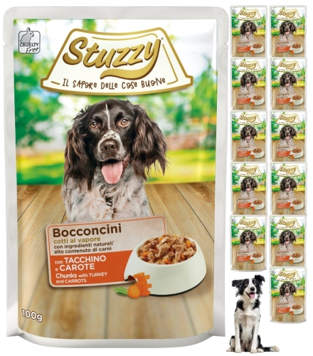Stuzzy Bocconcini indyk marchewka kawałki w sosie mokra karma dla psa 12x 100g