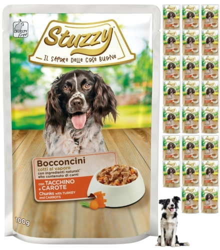 Stuzzy Bocconcini indyk marchewka kawałki w sosie mokra karma dla psa 24x 100g