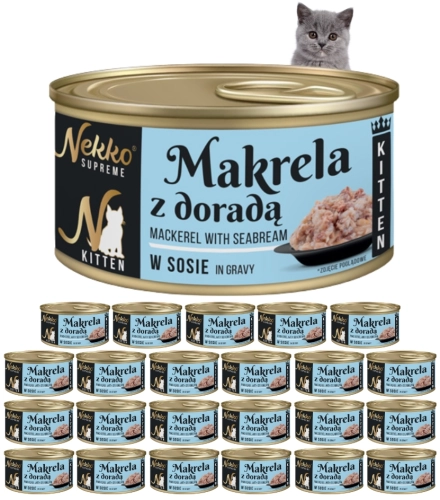 Nekko Supreme Kitten makrela dorada w sosie mokra karma dla kociąt 24x 80g