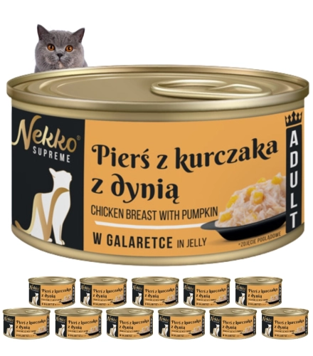 Nekko Supreme Adult pierś z kurczaka dynia w galaretce karma dla kota 12x 80g
