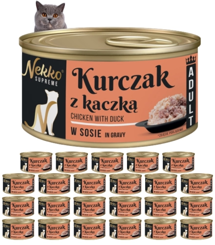Nekko Supreme Adult kurczak kaczka w sosie mokra karma dla kota 24x 80g