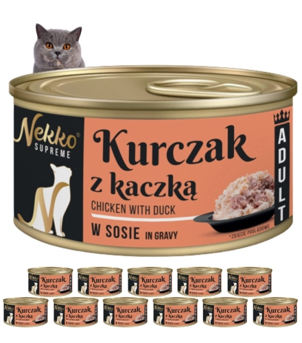 Nekko Supreme Adult kurczak kaczka w sosie mokra karma dla kota 12x 80g