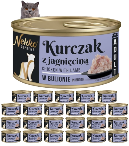 Nekko Supreme Adult kurczak jagnięcina w bulionie mokra karma dla kota 24x 80g