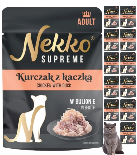 Nekko Supreme Adult kurczak kaczka bulion mokra karma dla kota 12x 70g