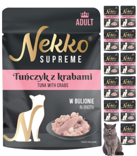 Nekko Supreme tuńczyk z krabami w bulionie mokra karma dla dorosłego kota 12x 70g