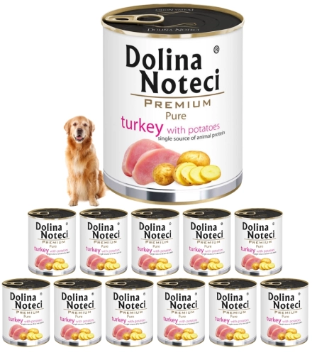 Dolina Noteci Premium Pure indyk ziemniaki monobiałkowa karma dla psa 12x 800g