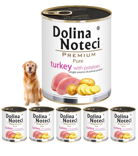 Dolina Noteci Premium Pure indyk ziemniaki monobiałkowa karma dla psa 6x 800g