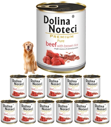Dolina Noteci Premium Pure wołowina z ryżem monobiałkowa karma dla psa 12x 800g