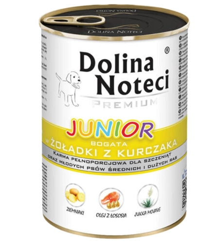 Dolina Noteci Premium Junior żołądki z kurczaka karma dla szczeniąt 400g