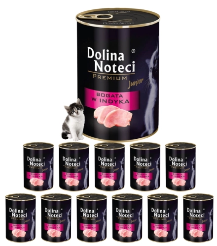 Dolina Noteci Premium Junior indyk mokra karma dla kociąt od 3 mies. 12x 400g