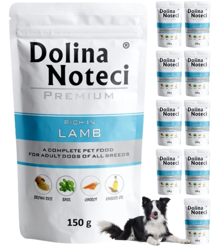 Dolina Noteci Premium bogata w jagnięcinę mokra karma dla psa z olejem 10x 150g