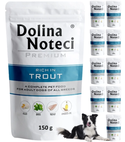 Dolina Noteci Premium bogata w pstrąga mokra karma dla dorosłego psa 10x 150g