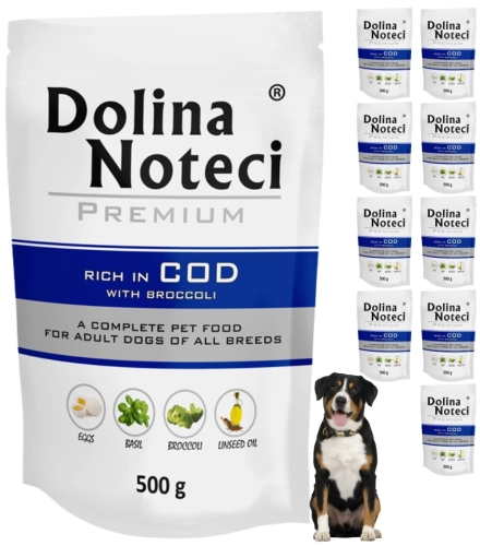 Dolina Noteci Premium bogata w dorsza z brokułami mokra karma dla psa 10x 500g