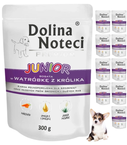 Dolina Noteci Premium Junior wątróbka z królika karma dla szczeniąt 10x 300g