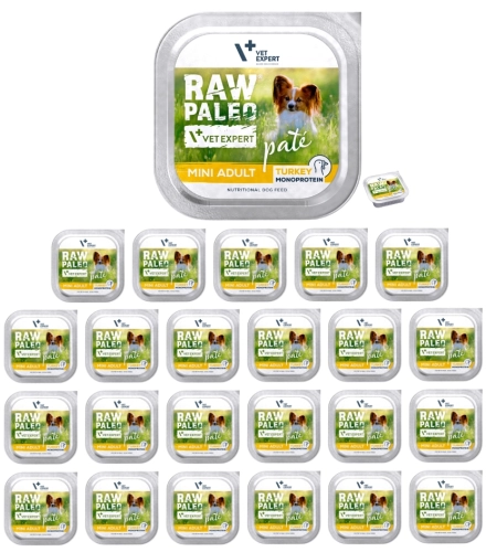 Raw Paleo Mini Adult indyk pasztet mokra karma monobiałkowa dla psa 24x150g