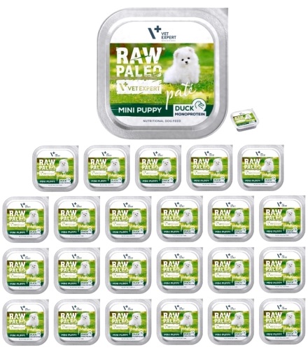 Raw Paleo Mini Puppy kaczka monobiałkowa mokra karma dla szczeniąt 24x 150g