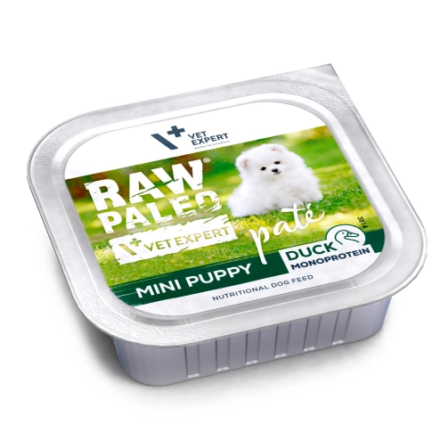 Vet Expert Raw Paleo Mini Puppy kaczka monobiałkowa mokra karma dla szczeniąt 24x 150g