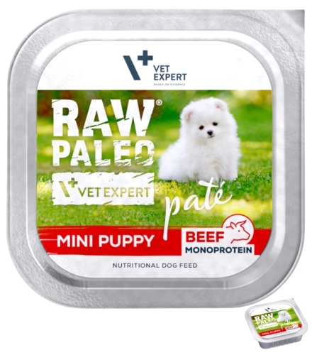 Raw Paleo Mini Puppy wołowina monobiałkowy pasztet dla szczeniąt 150g
