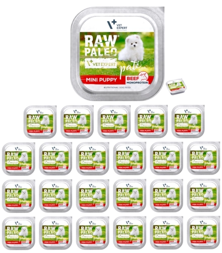 Raw Paleo Mini Puppy wołowina monobiałkowy pasztet dla szczeniąt 24x 150g
