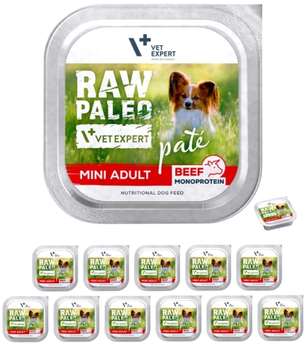 Raw Paleo Mini Adult wołowina monobiałkowa mokra karma dla psa 12x 150g