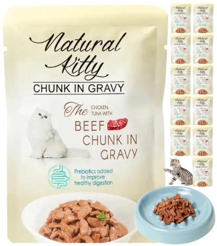 Natural Kitty kurczak tuńczyk z wołowiną w sosie karma dla kota 12x 85g