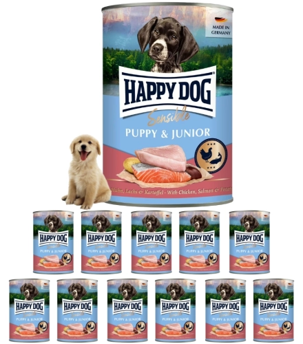 Happy Dog Sensible Puppy & Junior kurczak łosoś karma dla szczeniąt 12x 400g