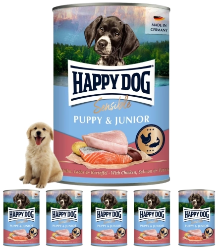 Happy Dog Sensible Puppy & Junior kurczak łosoś karma dla szczeniąt 6x 400g