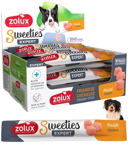 Zolux Sweeties kurczak kremowy przysmak dla psa do lizania w tubce 48x 14g