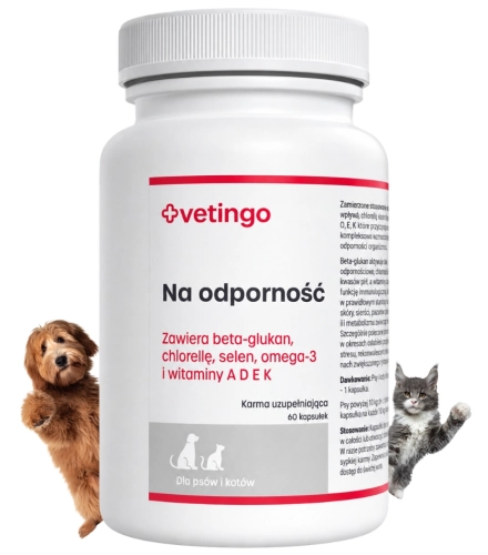 Vetingo na odporność kapsułki beta-glukan Omega-3 dla psa i kota 60szt