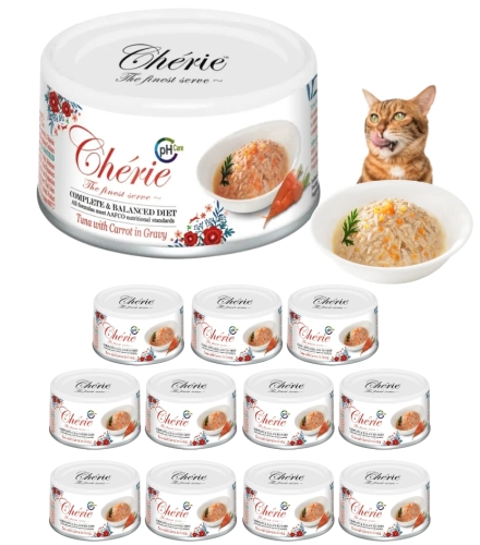 Pettric Cherie tuńczyk marchewka w sosie mokra karma dla dorosłego kota 12x 80g