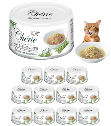 Pettric Cherie tuńczyk z zieloną fasolką w sosie mokra karma dla kota 12x 80g