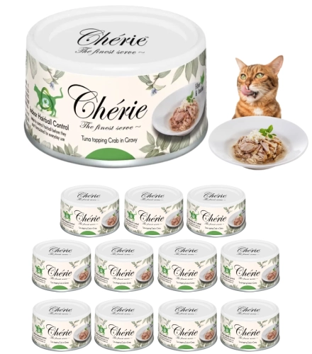 Pettric Cherie Hairball Control tuńczyk z krabem mokra karma dla kota 12x 80g