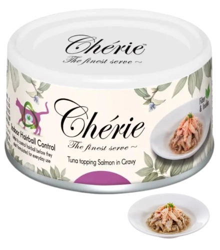 Pettric Cherie Hairball Control tuńczyk z łososiem mokra karma dla kota 80g