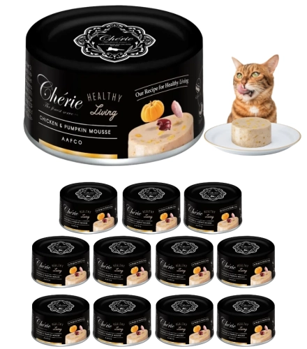 Pettric Cherie Healthy Living mus z kurczaka i dynią mokra karma dla kota 12x 80g