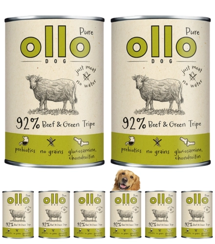Ollo Pure wołowina i zielone żwacze monobiałkowa mokra karma dla psa 8x 400g