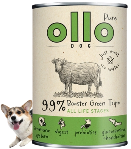 Ollo Booster Digest zielone żwacze wołowe mokra karma dla psa 400g