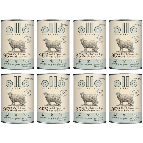 Ollo Puppy Umami wołowina zielone żwacze kacza wątróbka szczenię 8x 400g