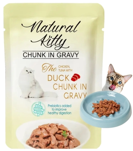 Natural Kitty Premium kawałki kurczak tuńczyk kaczka w sosie 85g