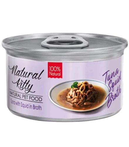 Natural Kitty tuńczyk z kalmarami w bulionie karma dla kota bez zbóż 80g